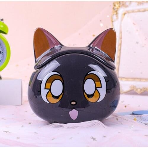 Japanese Style Cat Ceramic Big capacity Coffee Cup with Cover Cute Cartoon Cat Mug Birthday Gifts for Friends or Kids 490ml