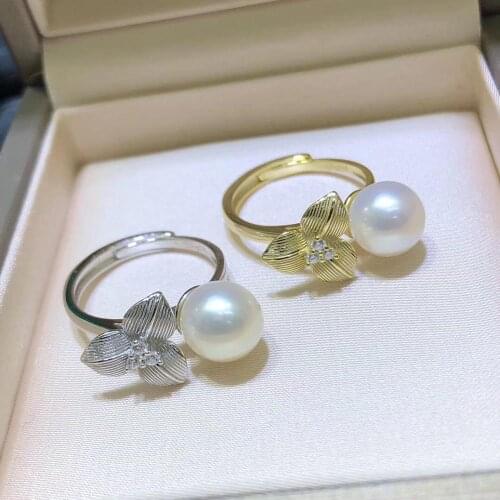 925 Sterling Silver Finger Ring Adjustable Ring Mountings Settings Findings Jewelry Parts Fittings Accessories for Crystals Jade