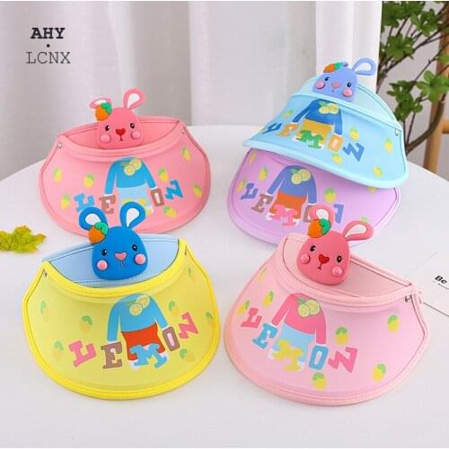 Summer Kids Sun Visor Girls Boys Children Panama Baby baseball cap cotton Sun hat Empty top Hat Baby Cartoon Cute Rabbit Hats