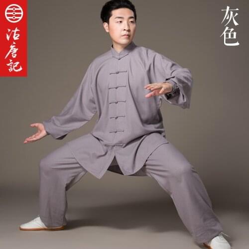 Flax Tai Chi Serve Men And Women Taiji Boxing Performance Clothing Autumn linen Kung Fu Suit Wing Chun Uniform