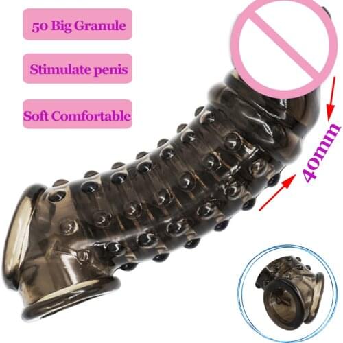 Soft Spikes Penis Extender Condom Men Tools Cock Sleeve Ring On Penis Reusable Condoms Penis Enlargement Sex Toys For Male