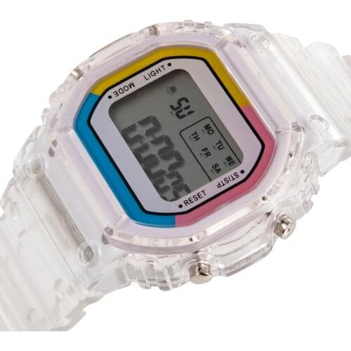 Mens Acrylic Watches Retro LED Digital Silicone Sports Women Watch Waterproof Business Sports Electronics Mens Kids Wristwatch