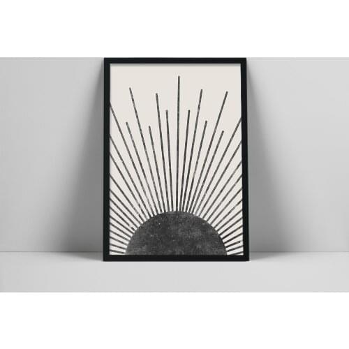 Sun wall art, abstract sunburst print, printable wall art, mid century sun print, boho wall decor, room decor aesthetic, abseco