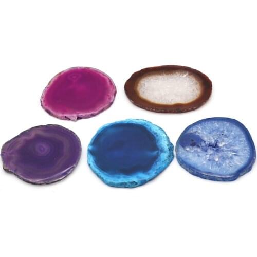 Natural Agates Slice Coaster Cup Mug Drink Holder Pad Nail Palette Gems Crafts Stone For Jewelry Display Color Mixing Plate