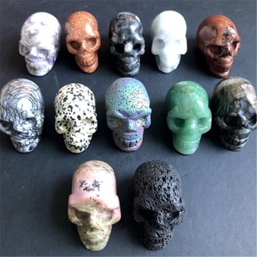 Natural quartz mixed skulls carving crafts crystals healing stones for home decoration