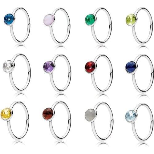 NEW 100% 925 Sterling Silver Rings For Women 12 months Multicolor optional Charm Beads Fit DIY Ring factory Wholesale