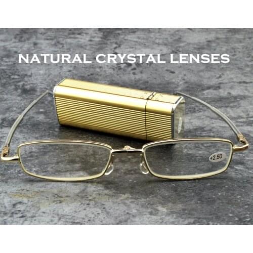 Glasses Material Lenses Foldable Antenna Reading Glasses with Golden Case +0.75 +1 +1.5 +1.75 +2 +2.25 +2.5 +2.75 +3 +3.5 +4