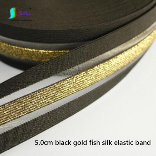 Wholesale Transparent Fish Silk Hollow Breathable Black Gold Elastic Band Clothing Dress Skirt Pants Bag Elastic Bands A0348F
