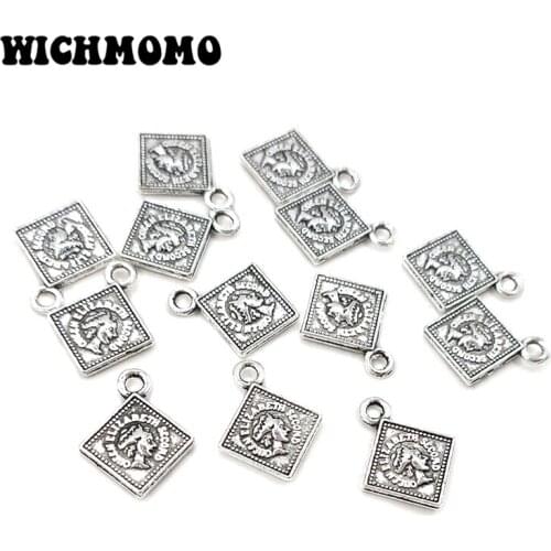2020 New Fashion 16*13mm 30pieces/bag Retro Zinc Alloy Queen Rhombus Charms Pendants for Earring Necklace Jewelry Accessories