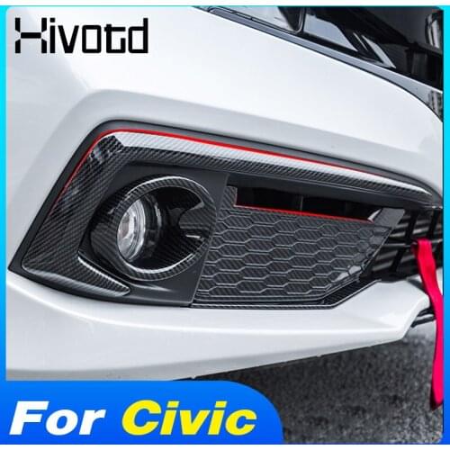 Hivotd Fog Lights Trim Cover Auto Front Eyebrow Frame Styling Exterior Decoration Car Accessories For Honda Civic 10th 2019-2021