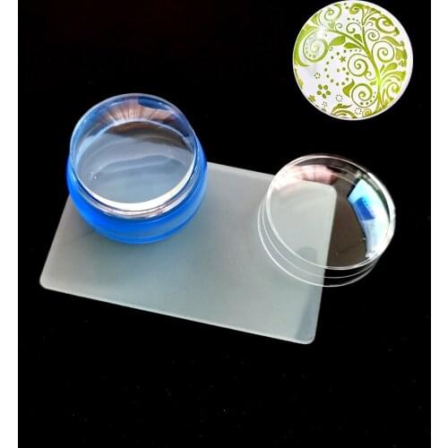 WAKEFULNESS Nail Art Templates Clear Nail Stamper Scraper With Cap Transparent Silicone Jelly Stamper for Stamping Plate Tools