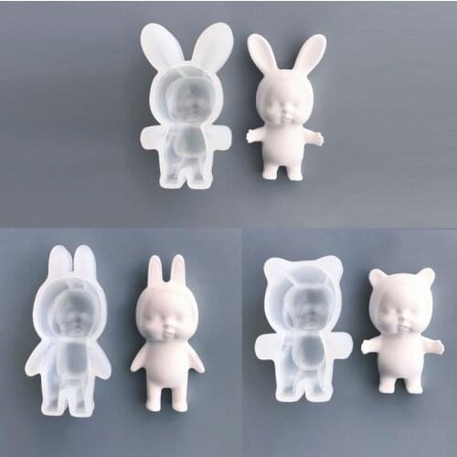 Silicone Sleep Doll Epoxy Resin Molds Cute Beanies Doll Non-Stick Chocolate Jelly Baking Mold Resin Casting Mold Tools