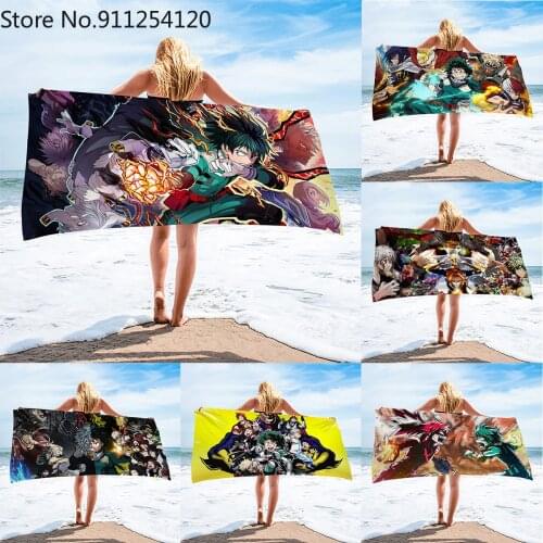 Sun Protection Shawl Leisure Towel My Hero Academia Printing Quick-drying Bath Towel Beach Vacation Swimming Pool Outdoor Towels