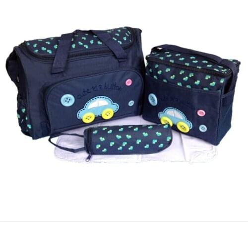 37*16*28CM 4pcs Baby Diaper Bag Suits For Mom Baby Bottle Holder Travel Outdoor Mother Mummy Stroller Maternity Nappy Bags Set