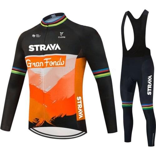 STRAVA Team Breathable Long Sleeve Cycling Set Mountain Bike Clothing Autumn Bicycle Jerseys Clothes Maillot Ropa Ciclismo