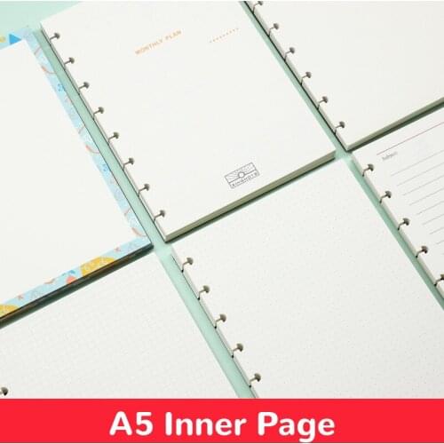 A5 Inner Page Blank/Horizontal Line/Dot Matrix/Dotted Grid Mushroom Hole Notepad Inside Page Refill Notebook Inner Refill