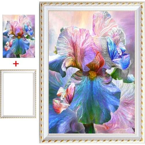 Framed 5D DIY Diamond Embroidery Flowers Diamond Painting Flora Cross Stitch Kit Diamond Mosaic Full Display Bead Rhinestones