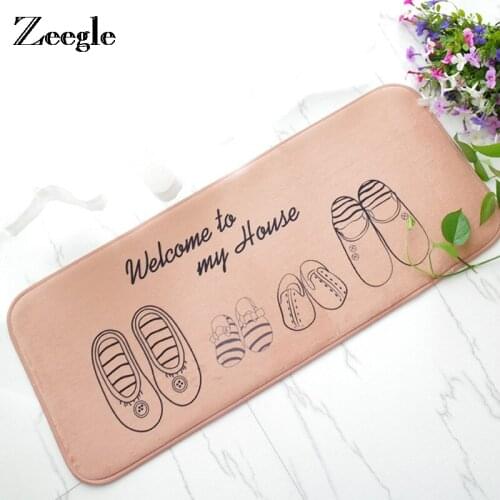 Zeegle Welcome Doormat Entrance Mat Hallway Shoe Printed Anti-Slip Floor Mat Area Rugs Funny Custom Front Door Mat Carpet