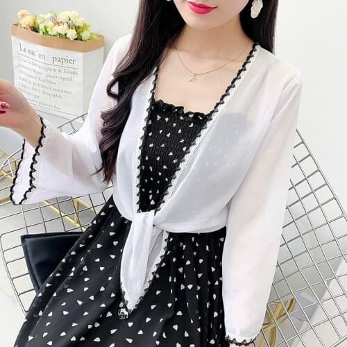 2021 Summer Women Thin Beach Sun Protection Clothing Long Sleeve Chiffon Shawl Coat All-match Short Cardigan Jacket Y270