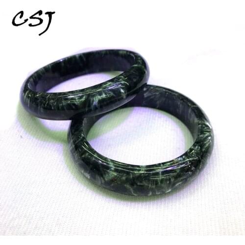 CSJ Natural Green Seraphinite Bangle 1PC Charoite Gemstone Fine Jewelry for Women Wedding Engagment Party Gift