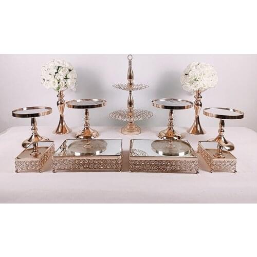 1pcs gold mirror Cake Stand Metal Dessert Table Cake Tray Christmas Birthday Party Macaron Cupcake Rack Stand For Wedding