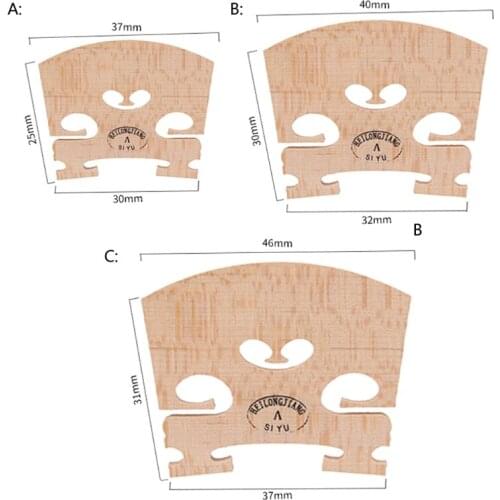 1Maple Wood Acoustic Violin Bridge Regular Type 1/8 1/4 3/4 1/2 Size Musical Instruments Parts Accessories