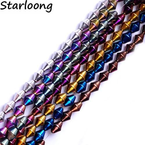 1pack/lot 4.3*5.6mm Natural stone bright multicolor navetta shape loose hematite beads for DIY jewelry necklace bracelet making