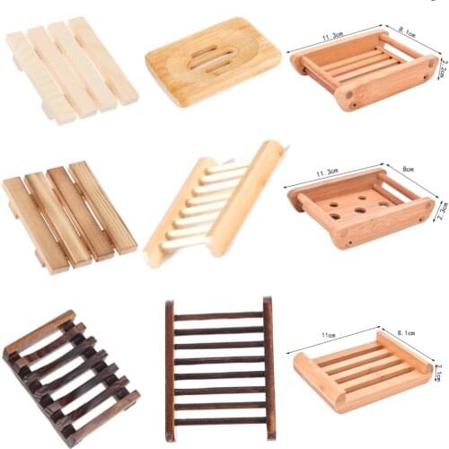 15Styles Wooden Natural Bamboo Soap Dishes Tray Holder Storage Soap Rack Plate Box Container Portable Bathroom Soap Storage Box