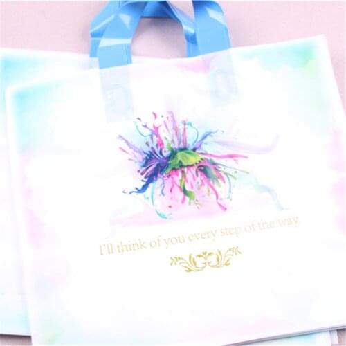 2020 Large Fashoion Flower Clothing Packaging Bags 10pcs/lot 29*35cm Plastic HDPE Packing with Handles