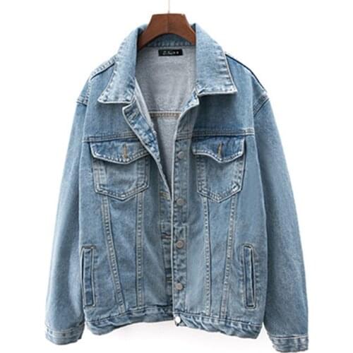2020 spring autumn new fashion denim jacket female plus size loose Korean student jean jackets coat casual lady cothes