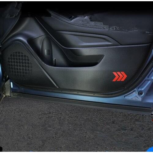 4PCS/SET Carbon Fibre Doors Protective Anti-Kick Pad Mat Sticker Film For Subaru Forester 2019 AB390