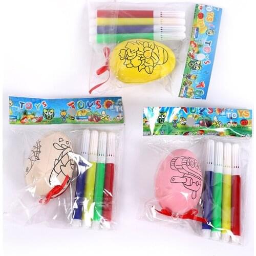 Random 4 Pcs Graffiti Colorful Eggs With Watercolor Pen Kindergarten Boys Girls Creative Cartoon DIY Handmade Art Egg