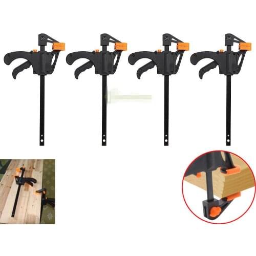 4pcs Work Bar Clamp F Clamp Gadget Tool Diy Hand Speed Squeeze Quick Ratchet Release Clip Kit 4 Inch Household Wood Working Tool
