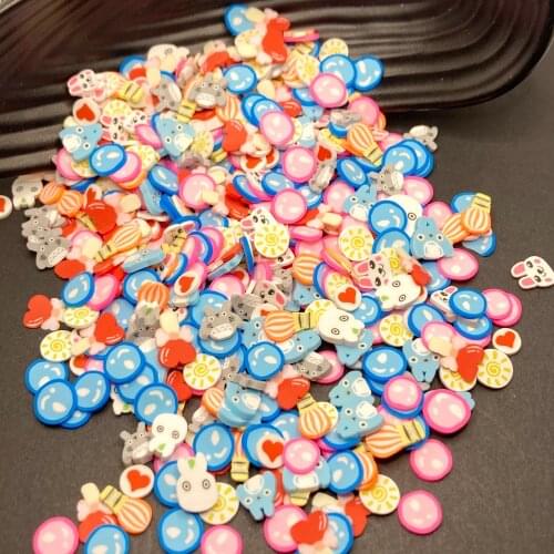 50g Mixed Totoro Rabbit Balloon Slices Polymer Clay Sprinkles For DIY Craft Nails Art Decoration Slime Filling Accessories