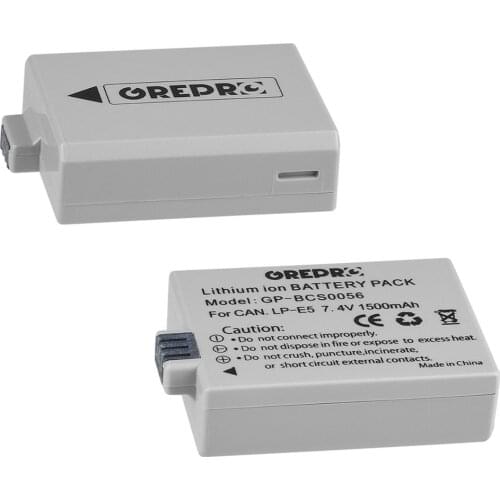 2Pcs 1500mAh LP-E5 LPE5 LP E5 Battery for Canon Eos 450D 500D 1000D Kiss X2 X3 Kiss F Rebel Xsi T1i Camera