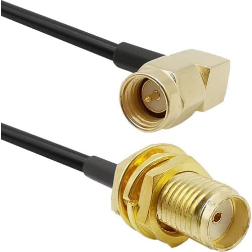 ALLiSHOP RF Cable assembly sma male right angle to sma female plug to jack low loss RG58 cable for Antenna extension Router