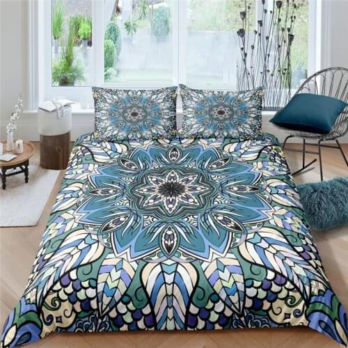 Bohemian Luxury 3D 2/3pcs Boho Mandala Bedding Set Comforter Duvet Quilt Cover and Pillowcase Home Textile Twin Queen King Size