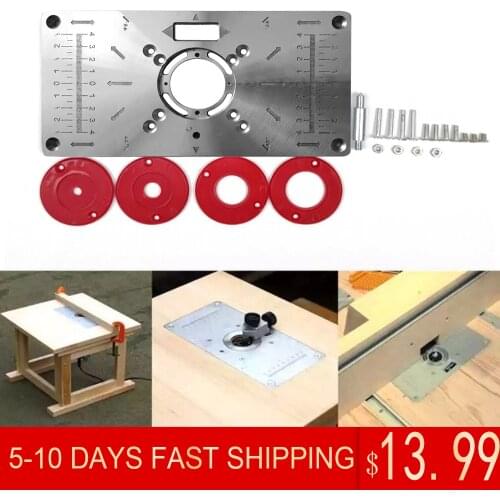 Aluminium Router Table Insert Plate Woodworking Benches Milling Trimmer Machine Plate Carpinte Tool Wood Router with 4 Rings