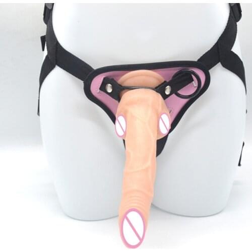 Long Strap on Dildos Wearing Simulation Penis Wearing Artificial Penis Leather Pants Couple Sex Toys