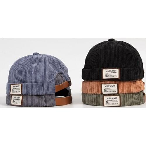 Men Hat Women Docker Cap Beanie Sailor Worker Hat Rolled Cuff Brimless Adjustable Embroidery HipHop Harajuku Casual