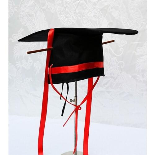 Ancient Chinese Bachelor Hanfu Hat Men Adult Headdress Hanfu Crown Cosplay Ancient Fittings Black Flat Crown Hanfu Hat For Men