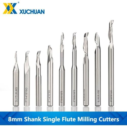 Single Flute Milling Cutters 8mm Shank HSS Carbide Spiral End Mill For Aluminum CNC Tools CNC Engraving Bit Carving Bit