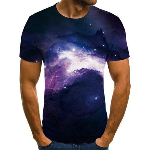 2021 Summer New 3D Printing Fantasy Planet Print Mens T-Shirt Print Casual T-Shirt O-Neck Hip Hop Short Sleeve FashionableFunny