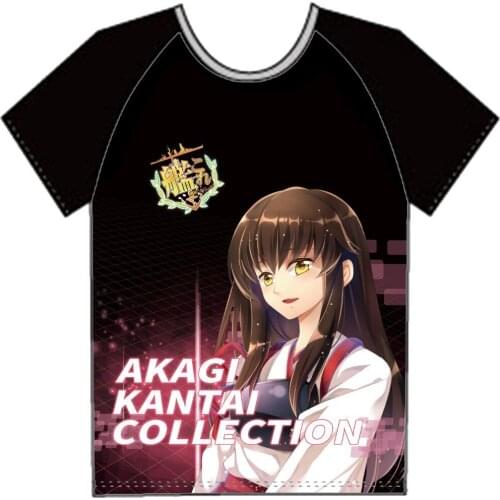 GAME Kantai collection Japanese Summer style T-Shirt Akagi Kawaii Anime T shirt Fashion Men Women Casual Short Sleeve shirt Tops