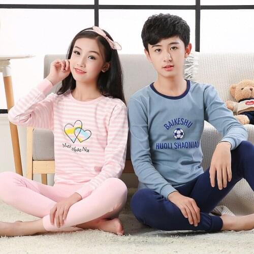 9-19T Kids Girl Boy Cotton Clothes Sets Teenage Cartoon Sleepwear Pajamas Suit Elegant Nightwear Homewear Outfits Kids Clothing