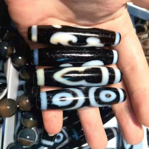 1pcs/lot Natural Agate Big Dzi Beads high-quality white pattern black background accessories gem jewelry wholesale diy bracelet