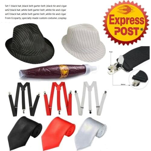 Best Seller 1920s 20s Gangster Set Hat Braces Tie Cigar Gatsby Mens Costume Accessories