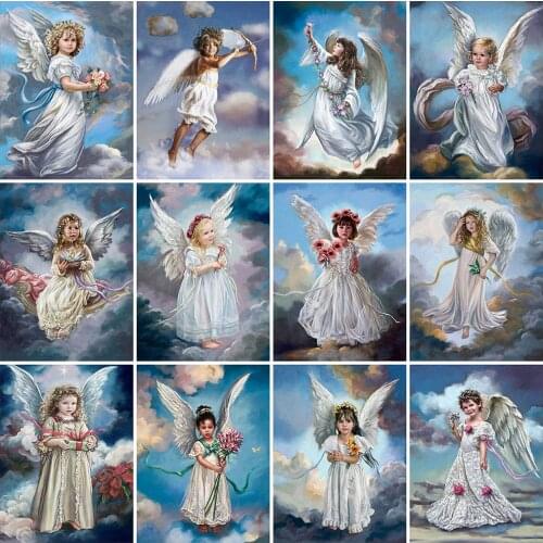 MomoArt 5D DIY Diamond Embroidery Angel Rhinestone Picture Diamond Painting Kid Portrait Mosaic Sale Wall Art Decorations