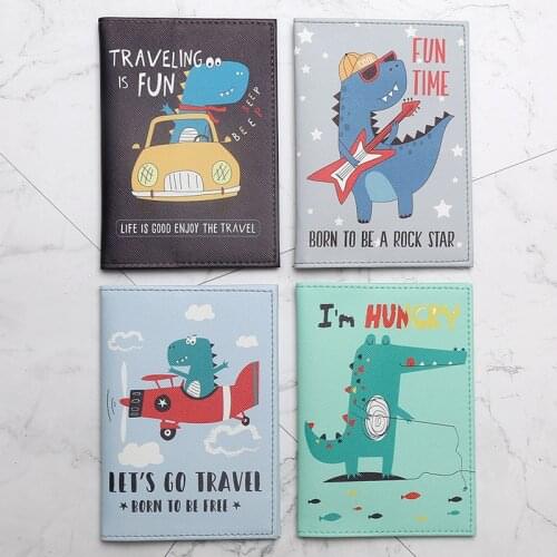 Cartoon Dinosaur Crocodile Passport Holder Multifunctional Travel Storage Supplies Passport Certificate Protection Cover