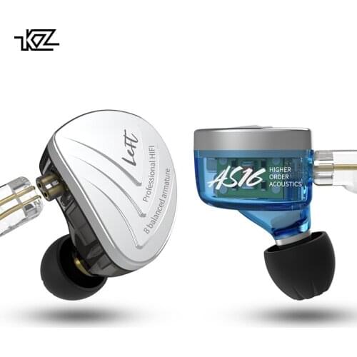 KZ AS16 Headset 16BA Balanced Armature Units HIFI Bass In Ear Monitor Earphones Noise Cancelling Earbuds Headphones ZS10 Pro ZST